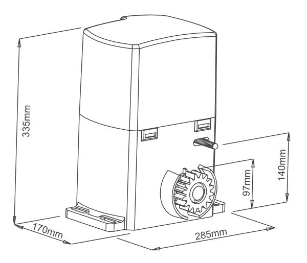 Kit motor puerta corredera 2500kg AT Plus cremallera acero medidas